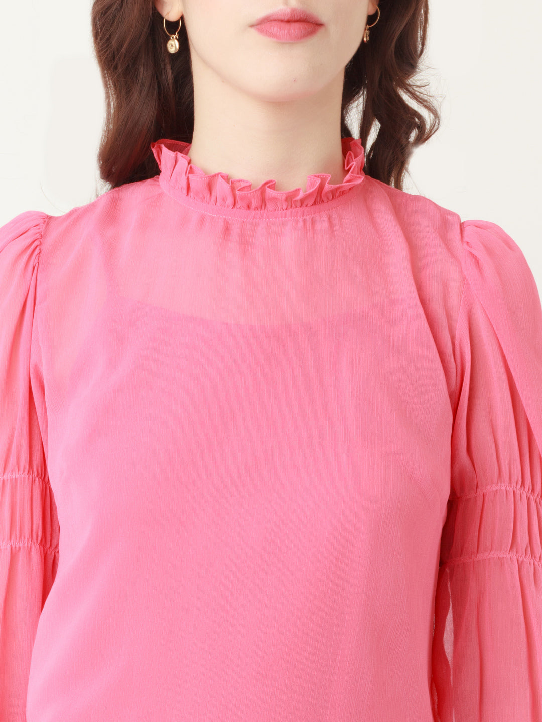 Coral Solid Tie-Up Top