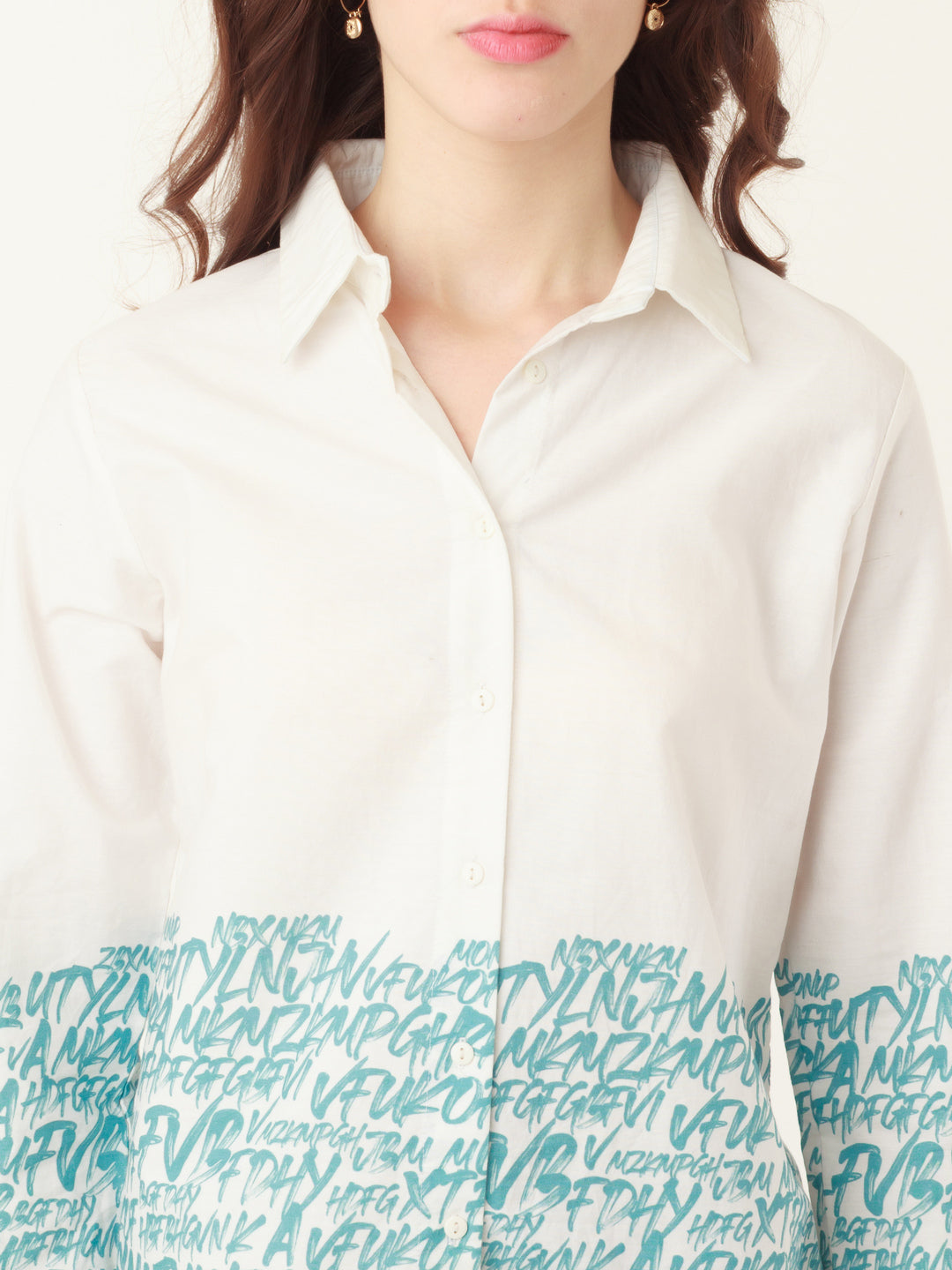 White Typographic Regular Shirt