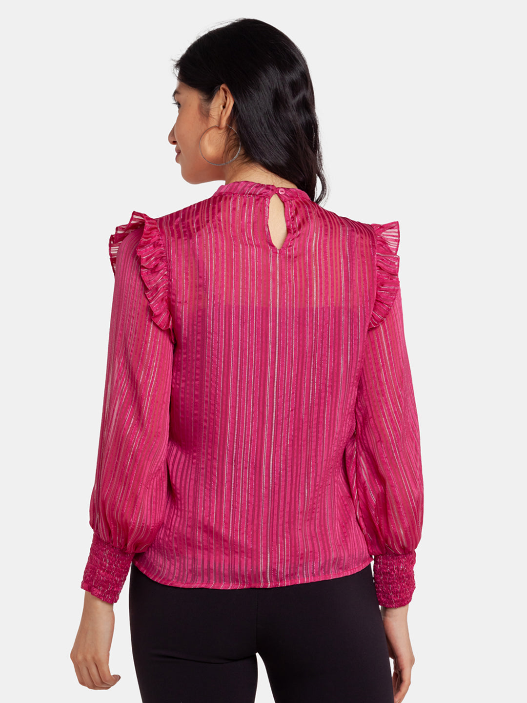 Pink Shimmer Ruffles Top