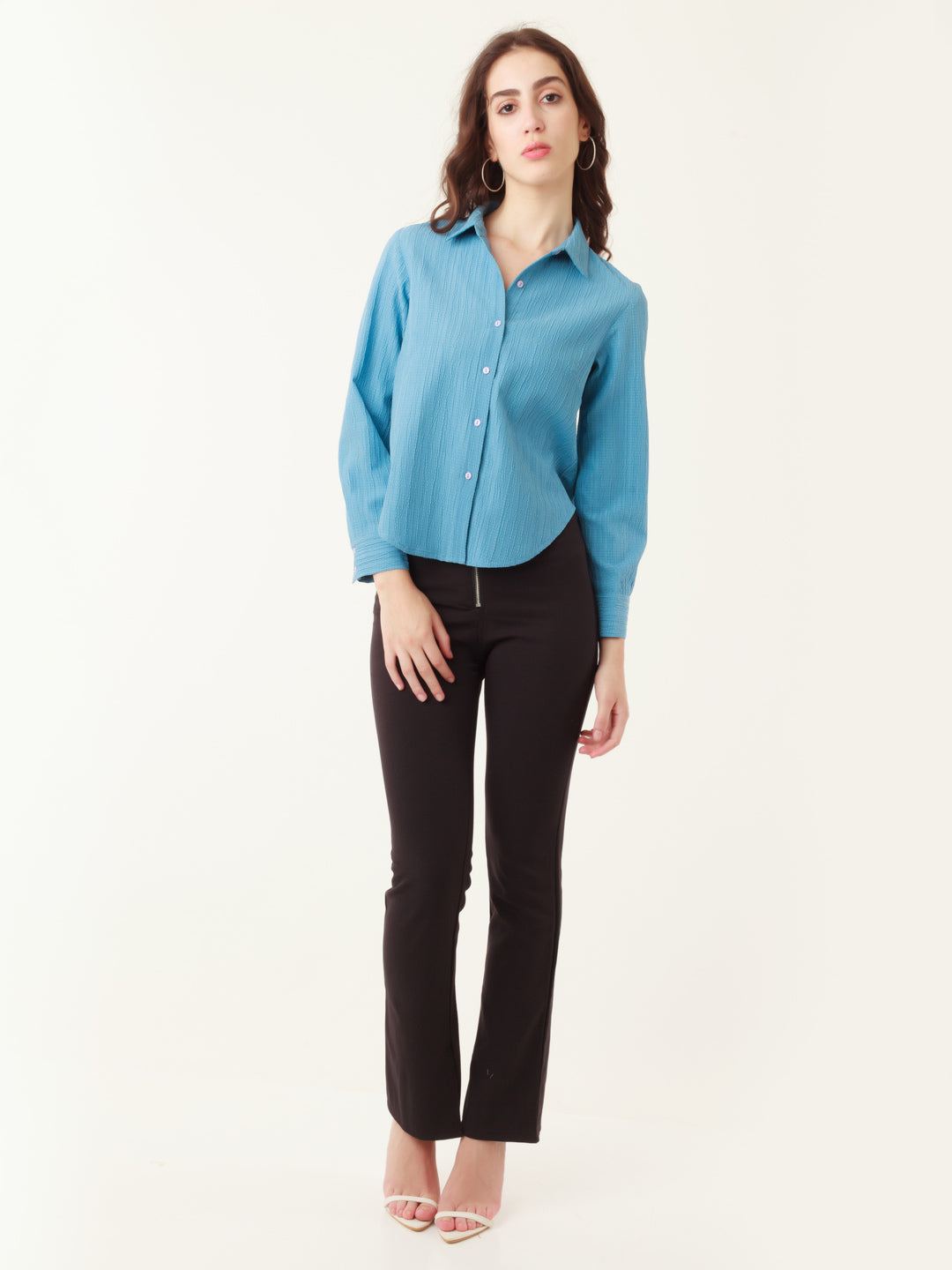 Blue Solid Regular Top