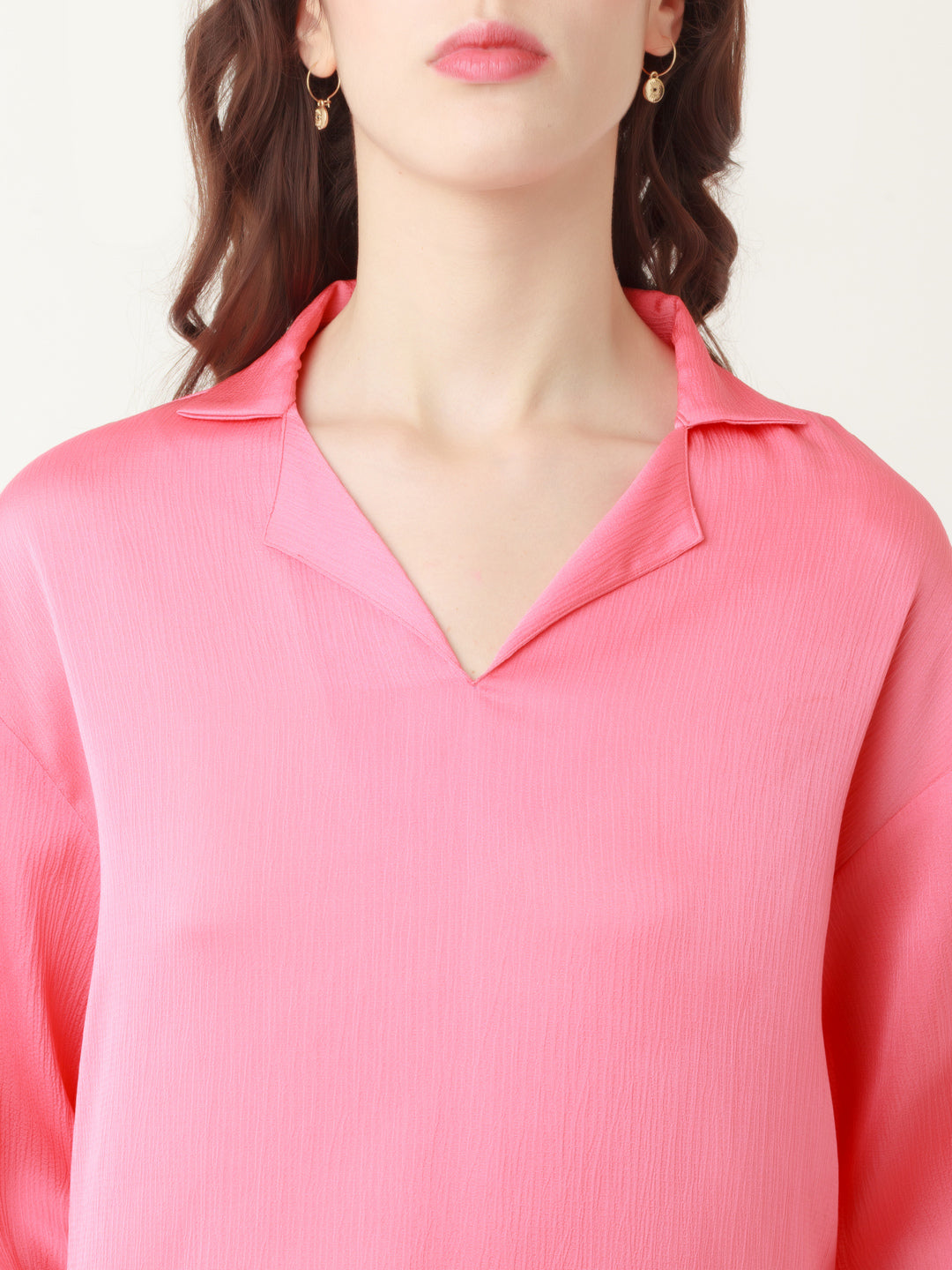 Coral Solid Flared Sleeve Top