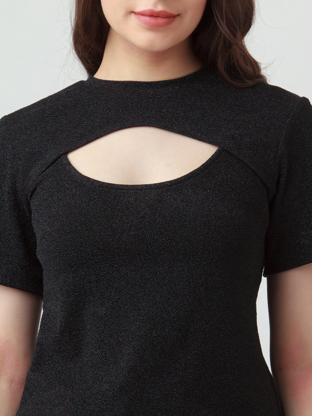 Black Solid Cut Out Top