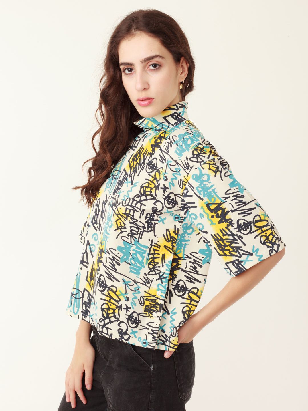 White Graphic Prints Regular Top