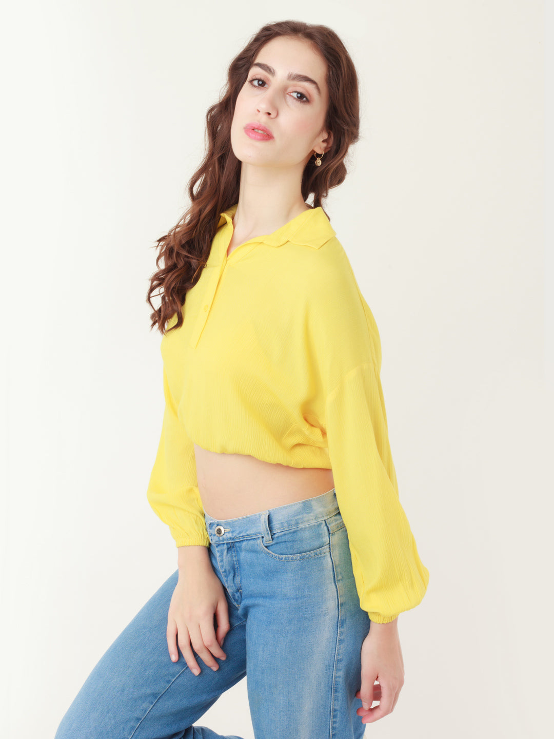 Yellow Solid Elasticated Top