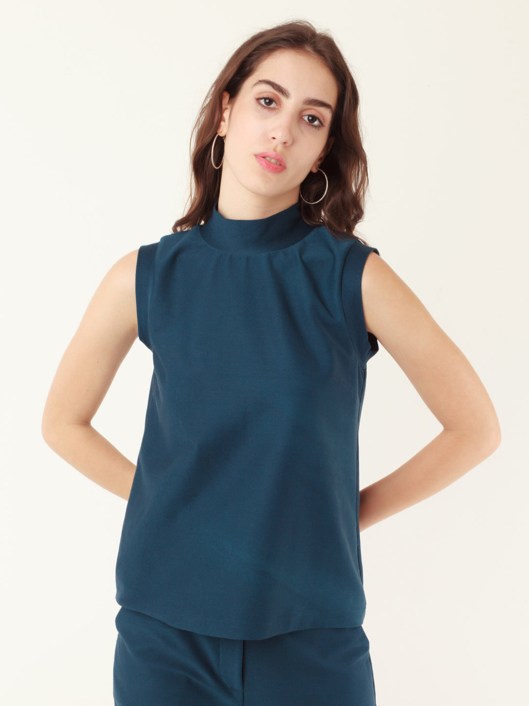 Blue Solid Regular Top