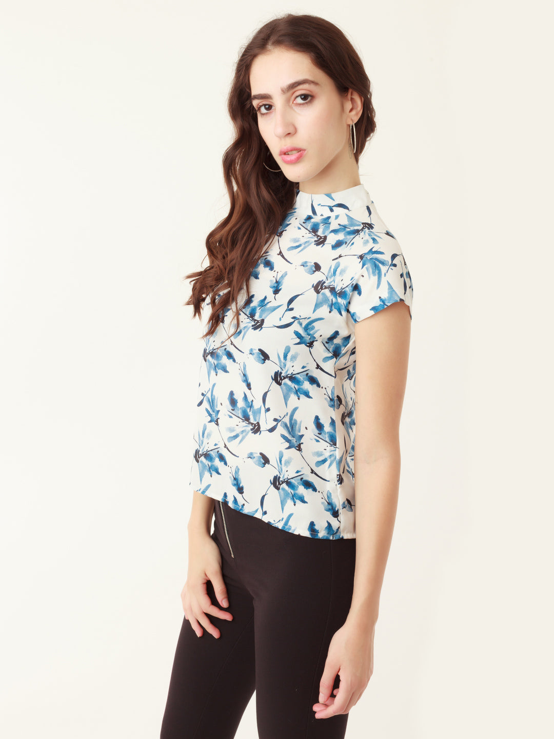 White Tropical Prints Straight Top