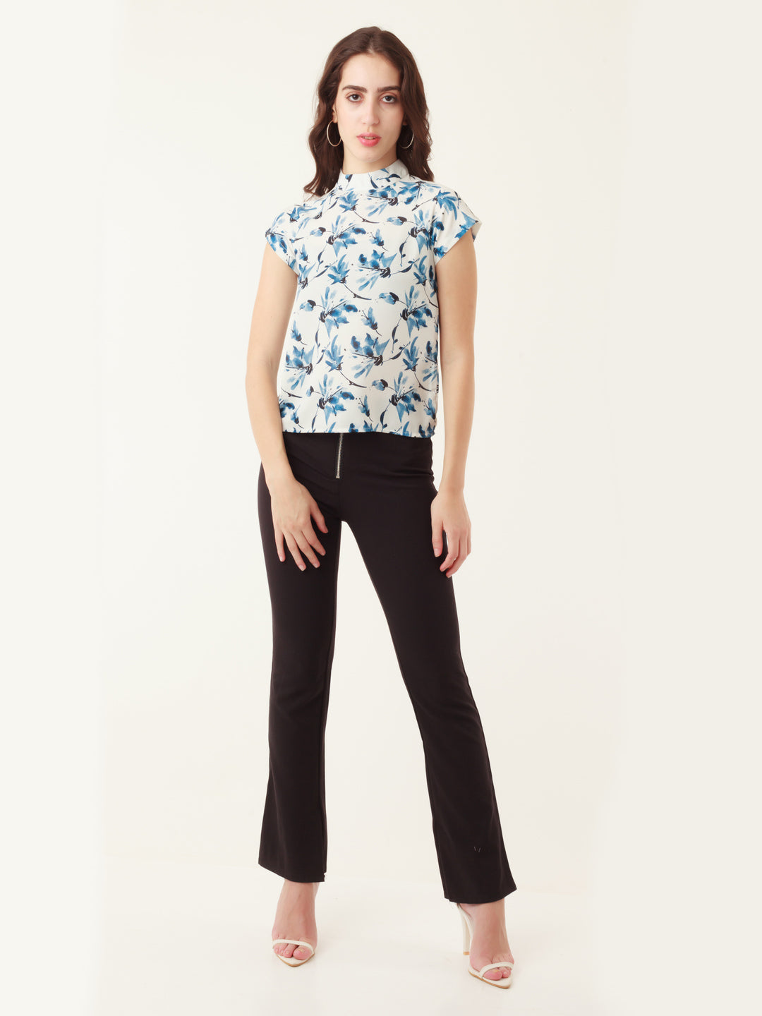 White Tropical Prints Straight Top