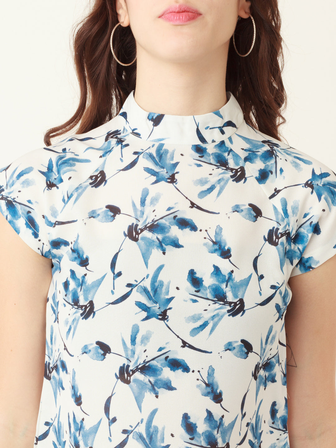 White Tropical Prints Straight Top