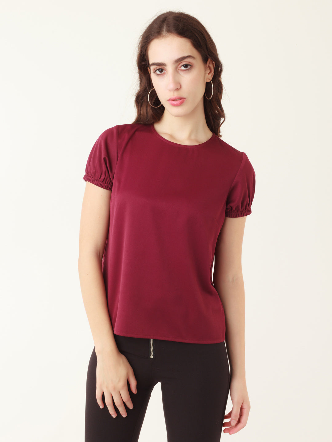 Red Solid Regular Top