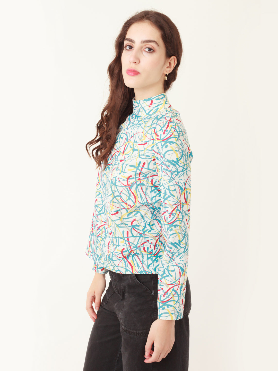 White Abstract Prints Regular Top