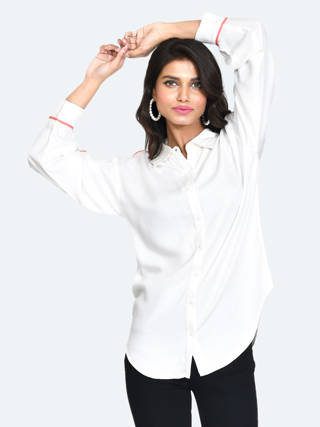 White Solid Oversized Shirt