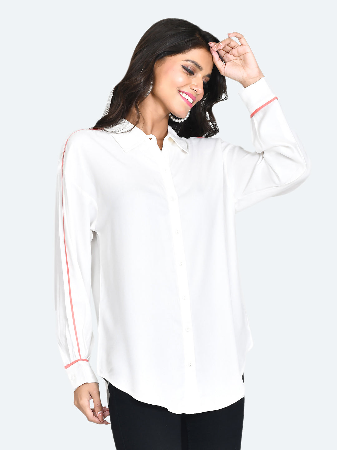 White Solid Oversized Shirt