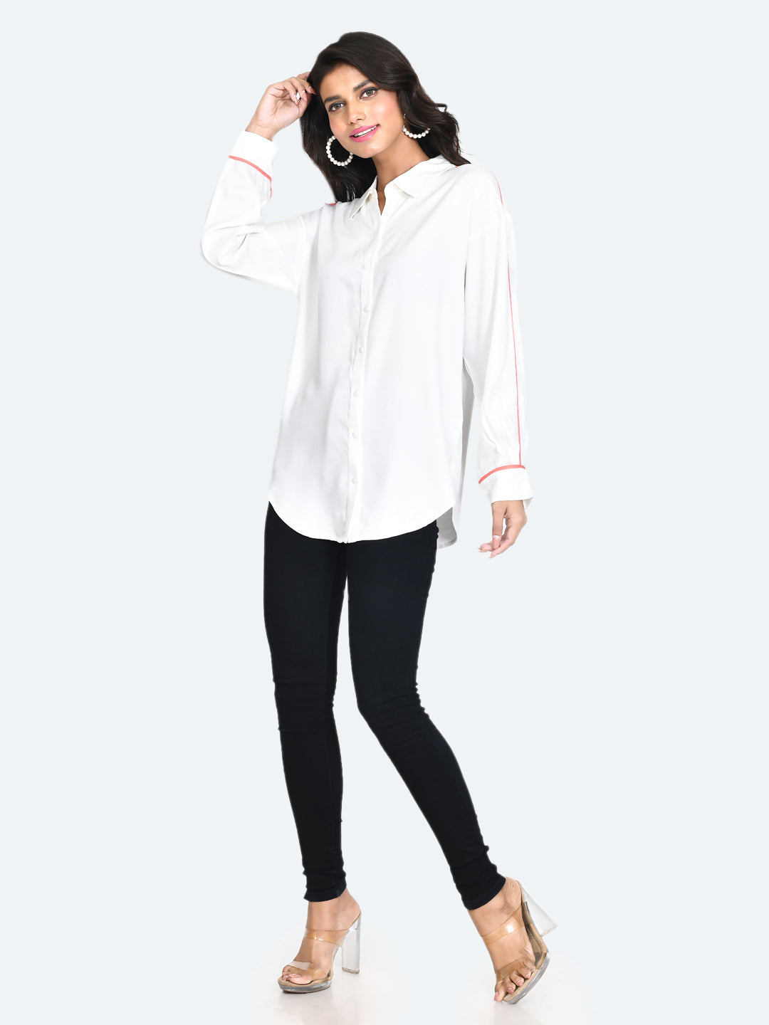 White Solid Oversized Shirt