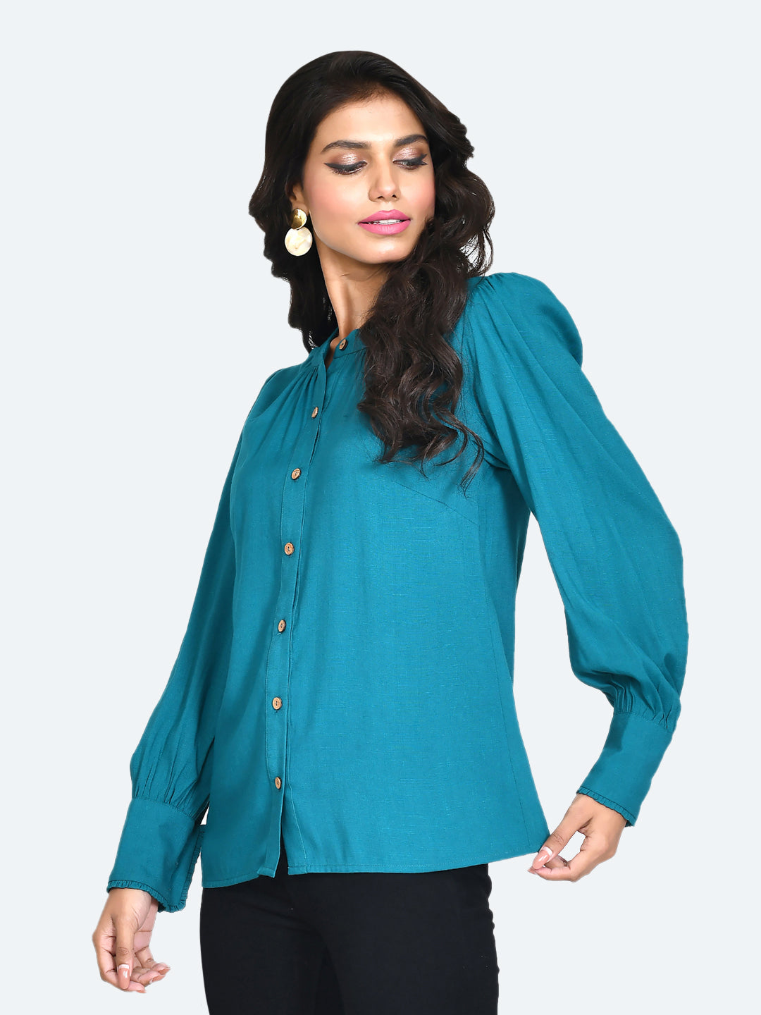 Green Solid Frill Top