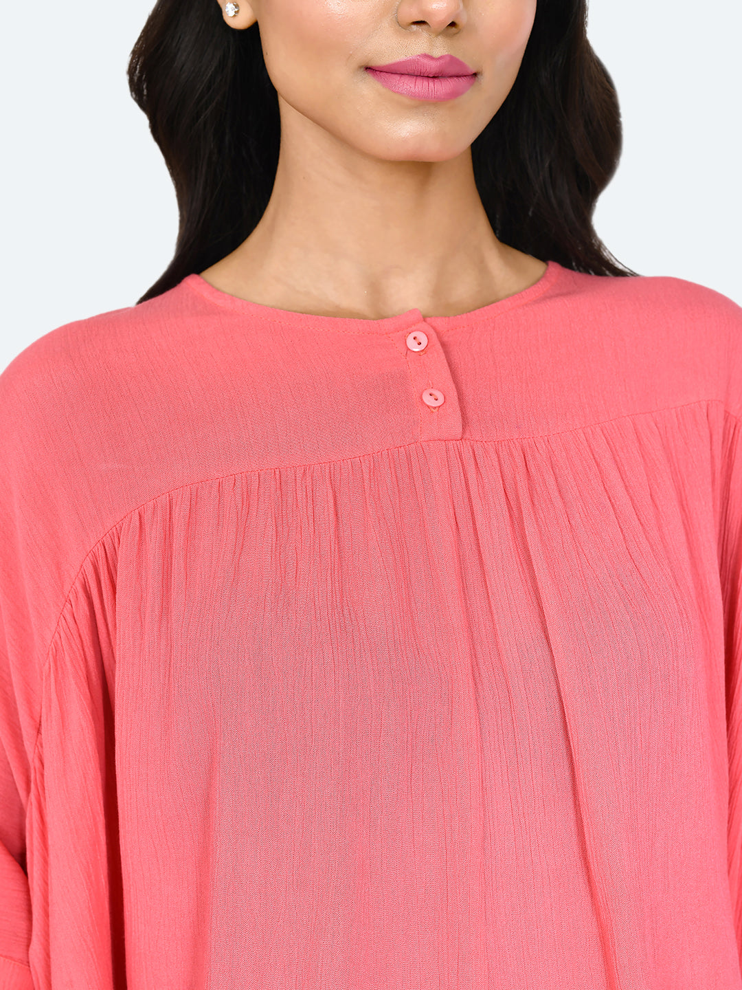 Pink Solid Cropped Top