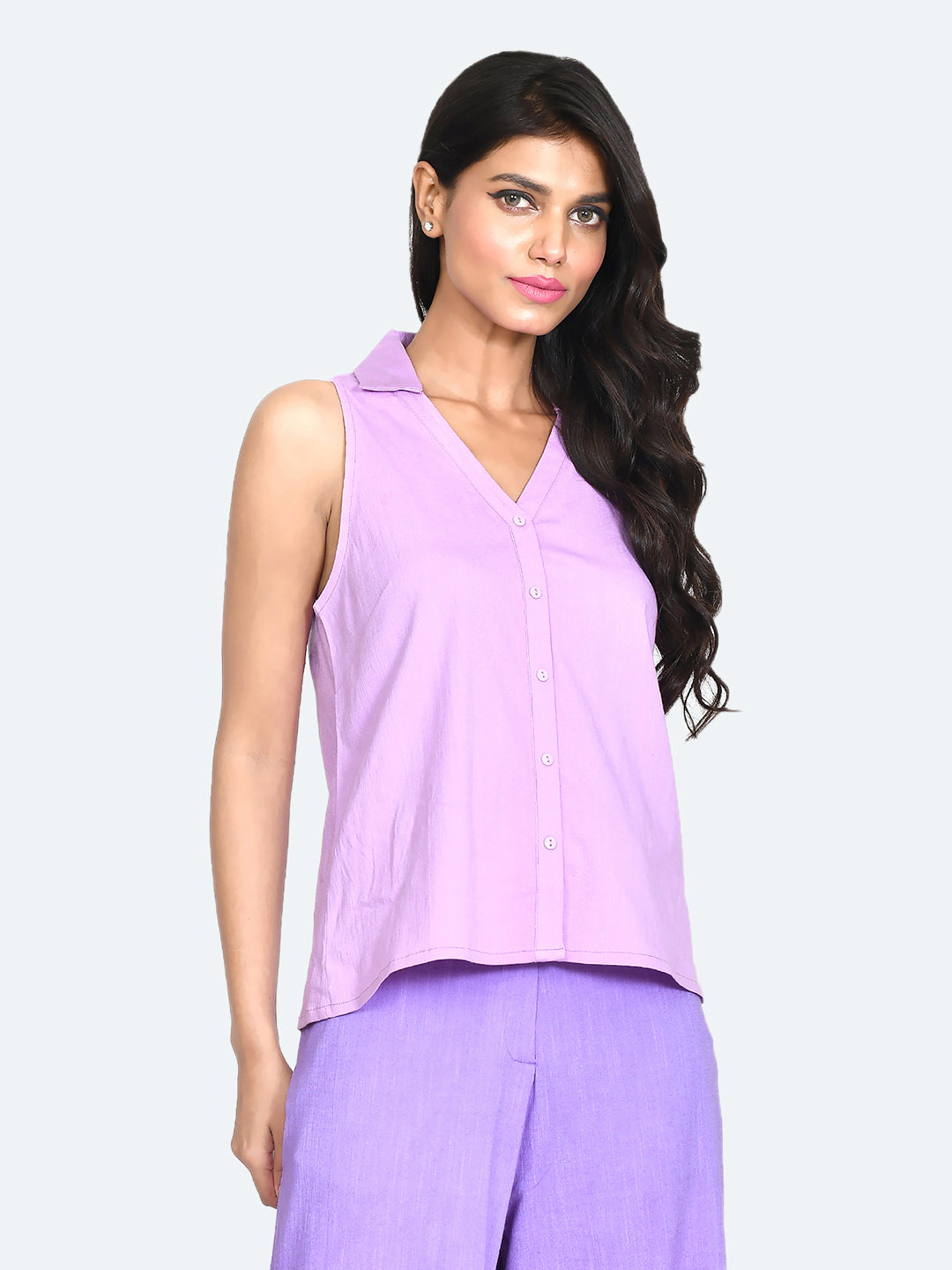 Purple Solid Top For Women