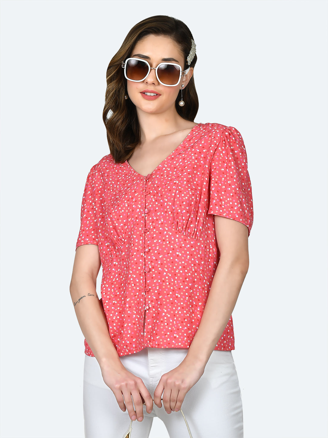 Pink Printed Empire Top