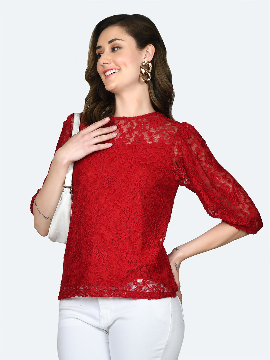Red Lace Top For Women