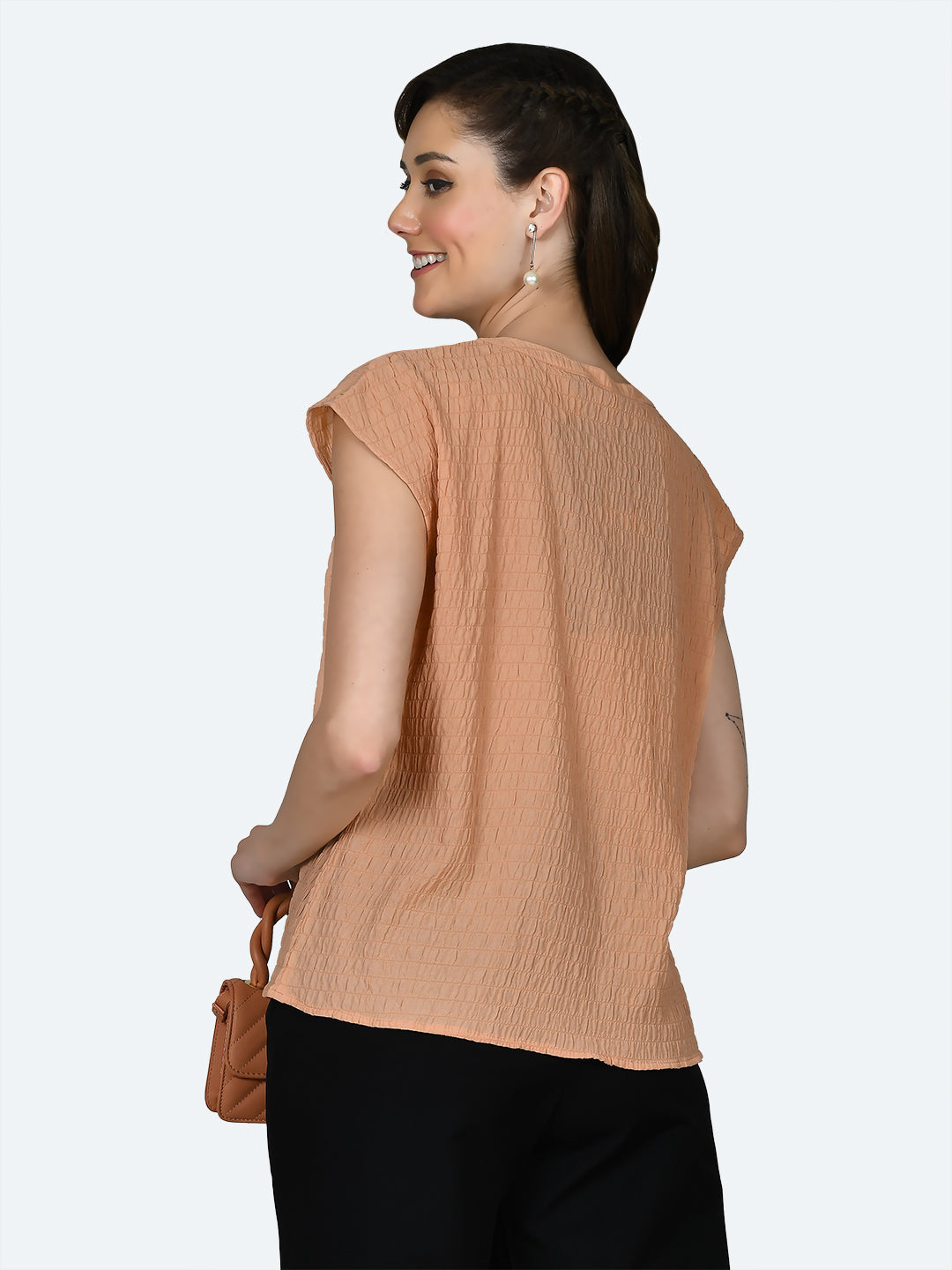 Peach Self Design Top