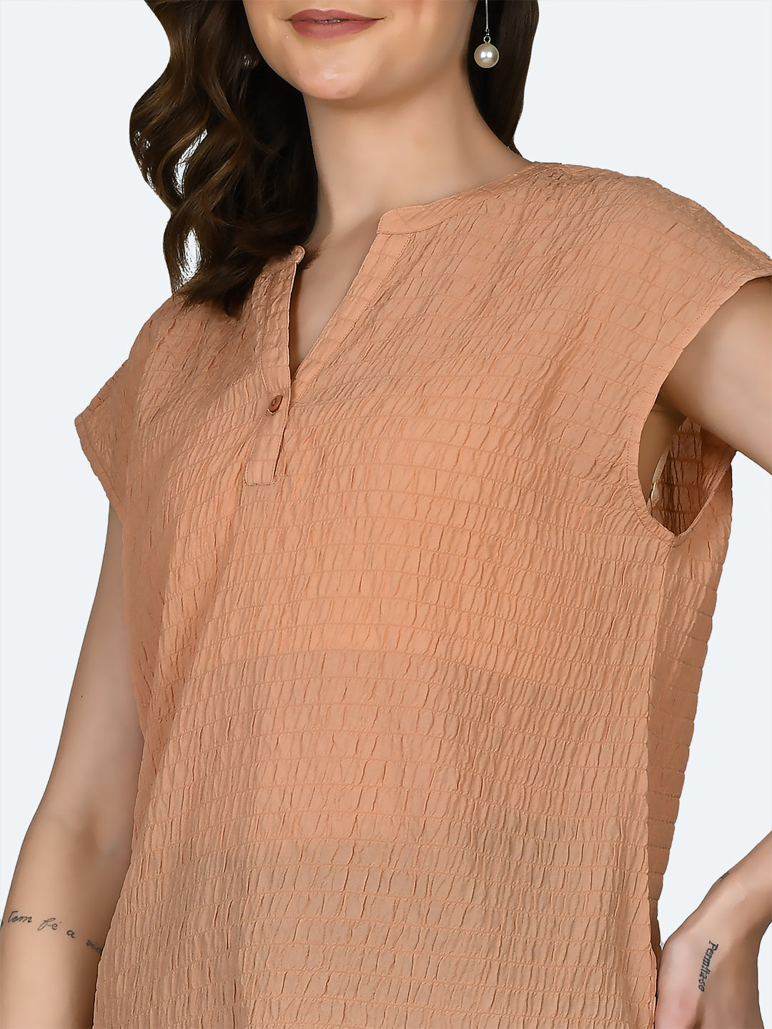 Peach Self Design Top