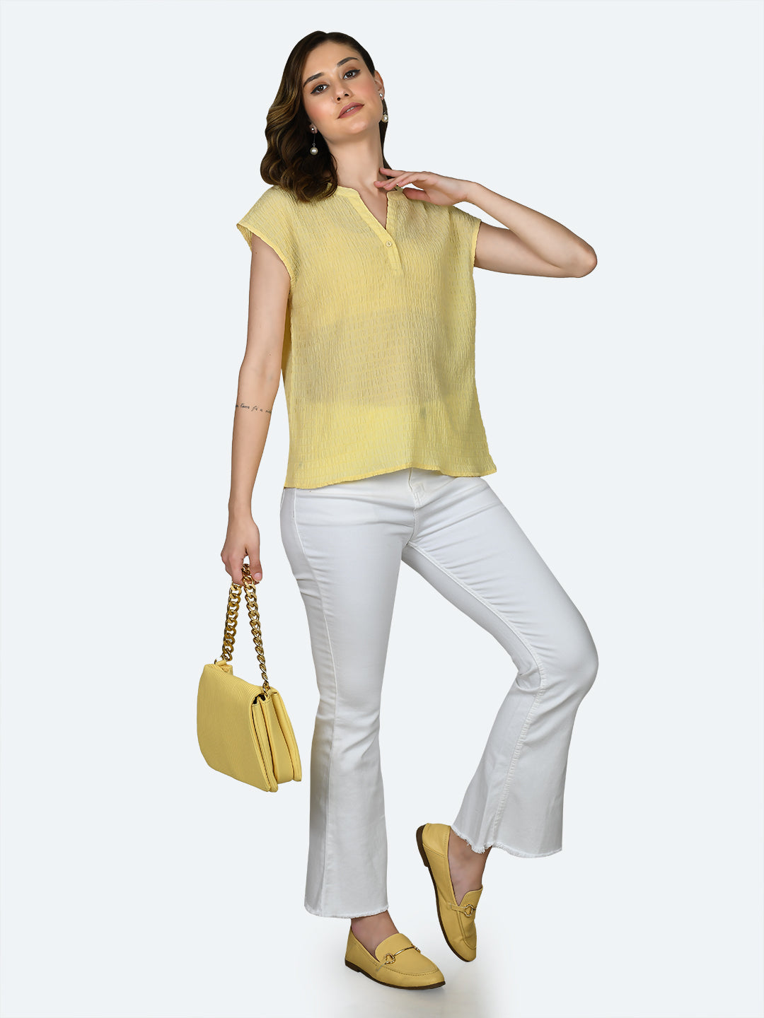 Yellow Self Design Top