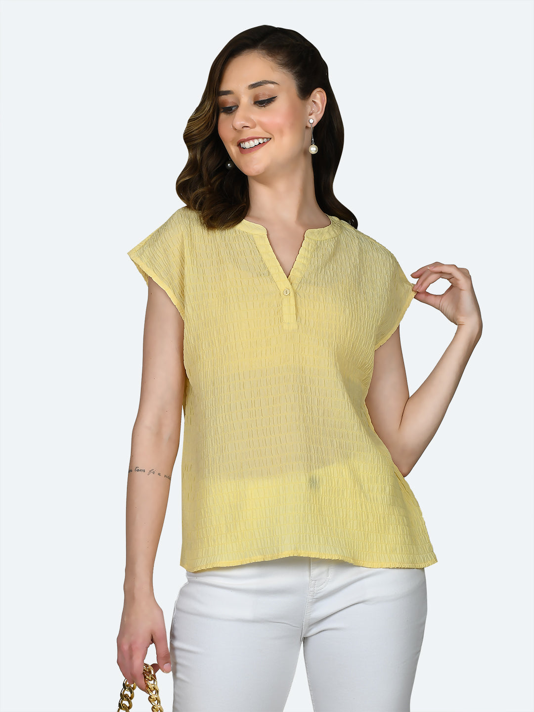 Yellow Self Design Top