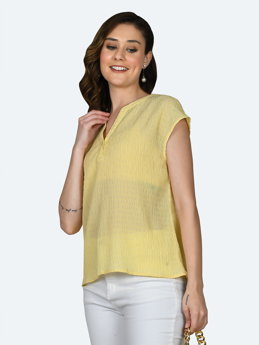 Yellow Self Design Top