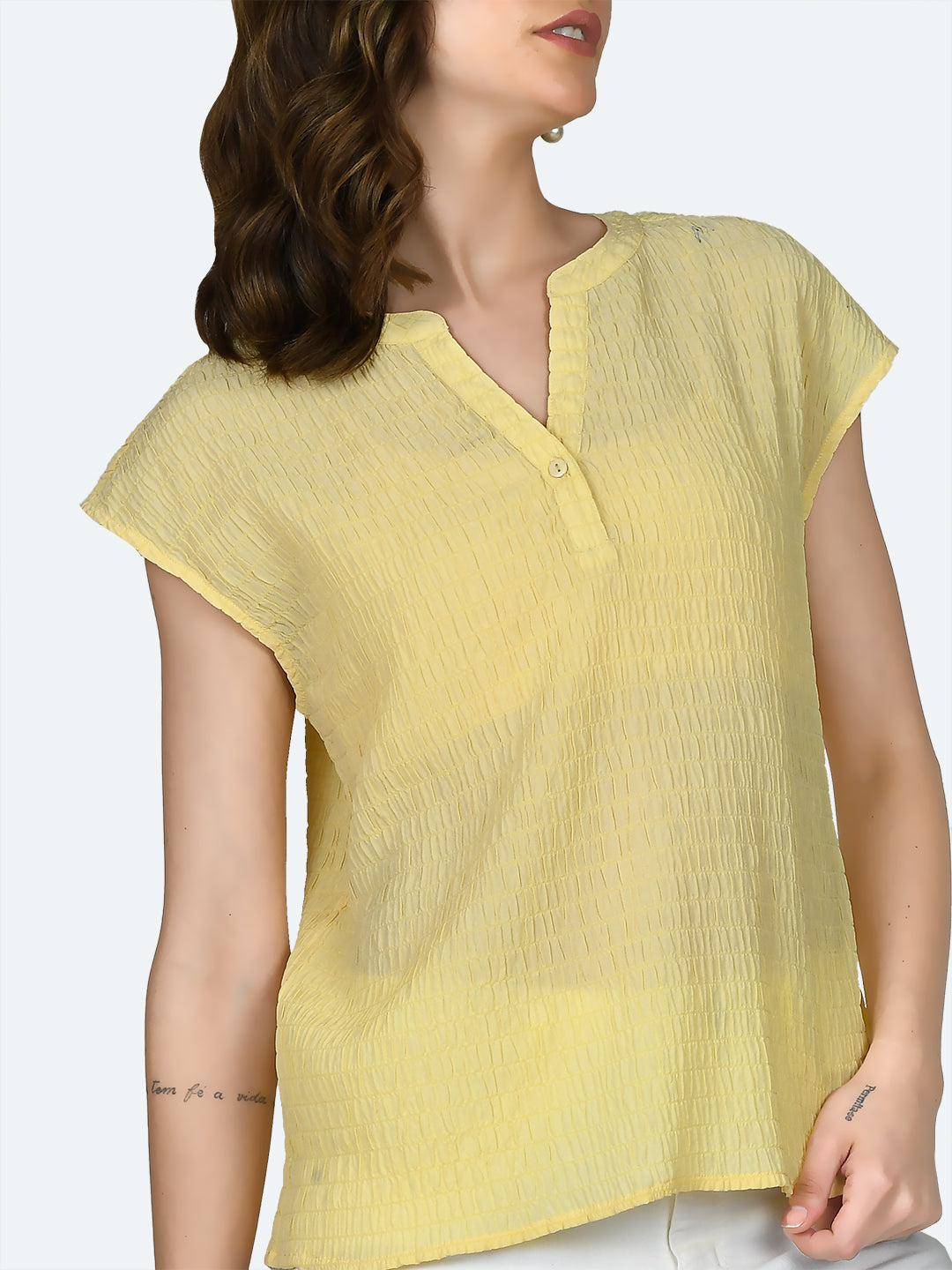 Yellow Self Design Top