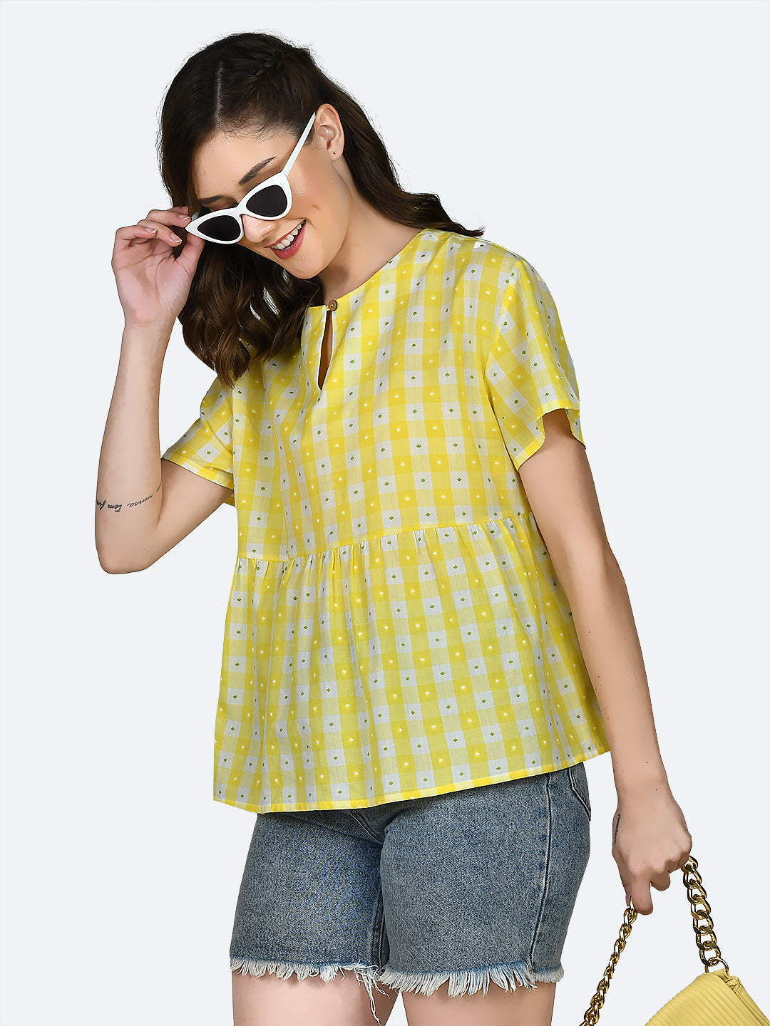 Multicolored Checked Top