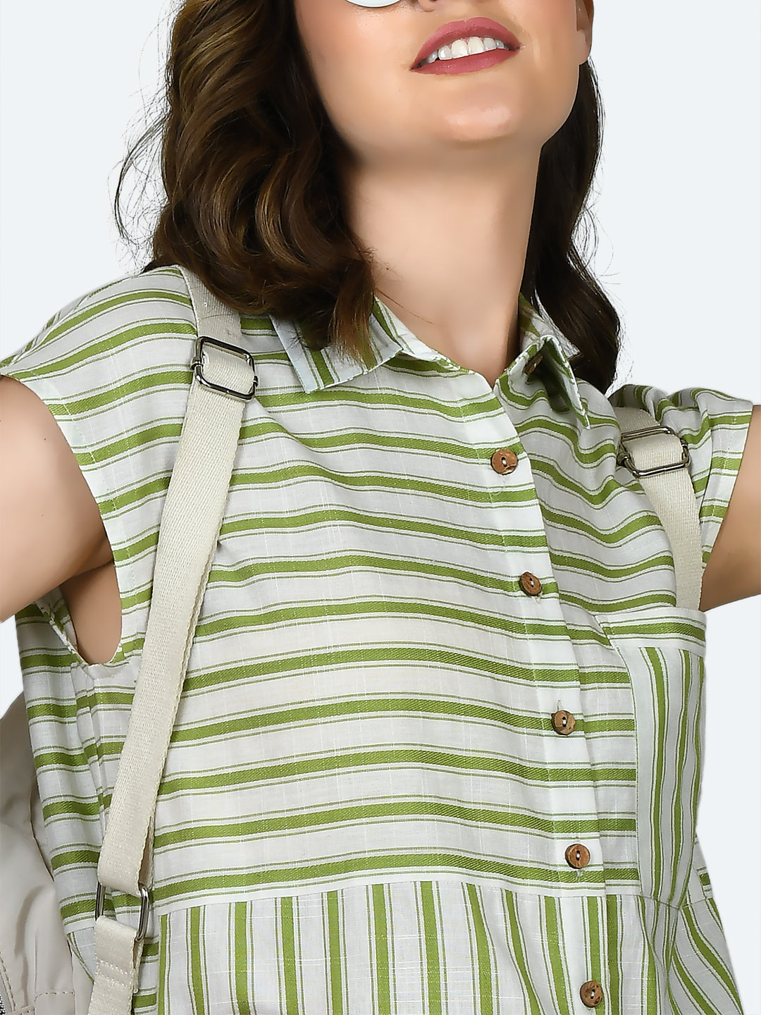 Multicolored Striped Straight Shirt For Women