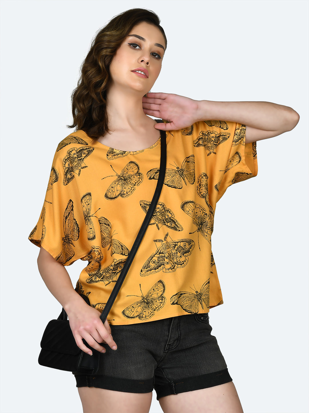 Yellow Printed Oversized Top