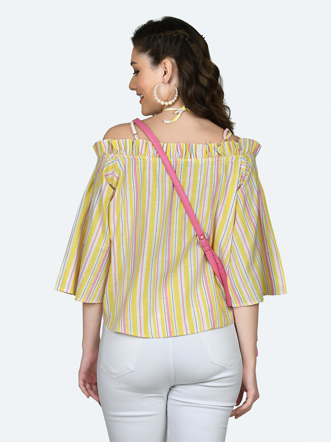 Multicolored Striped Off-shoulder Top