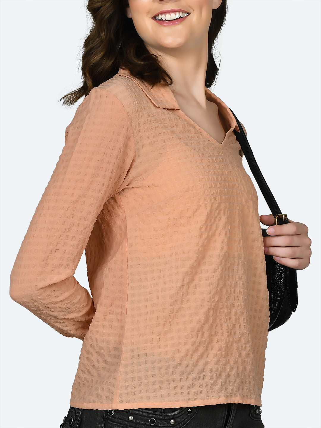 Peach Self Design Top