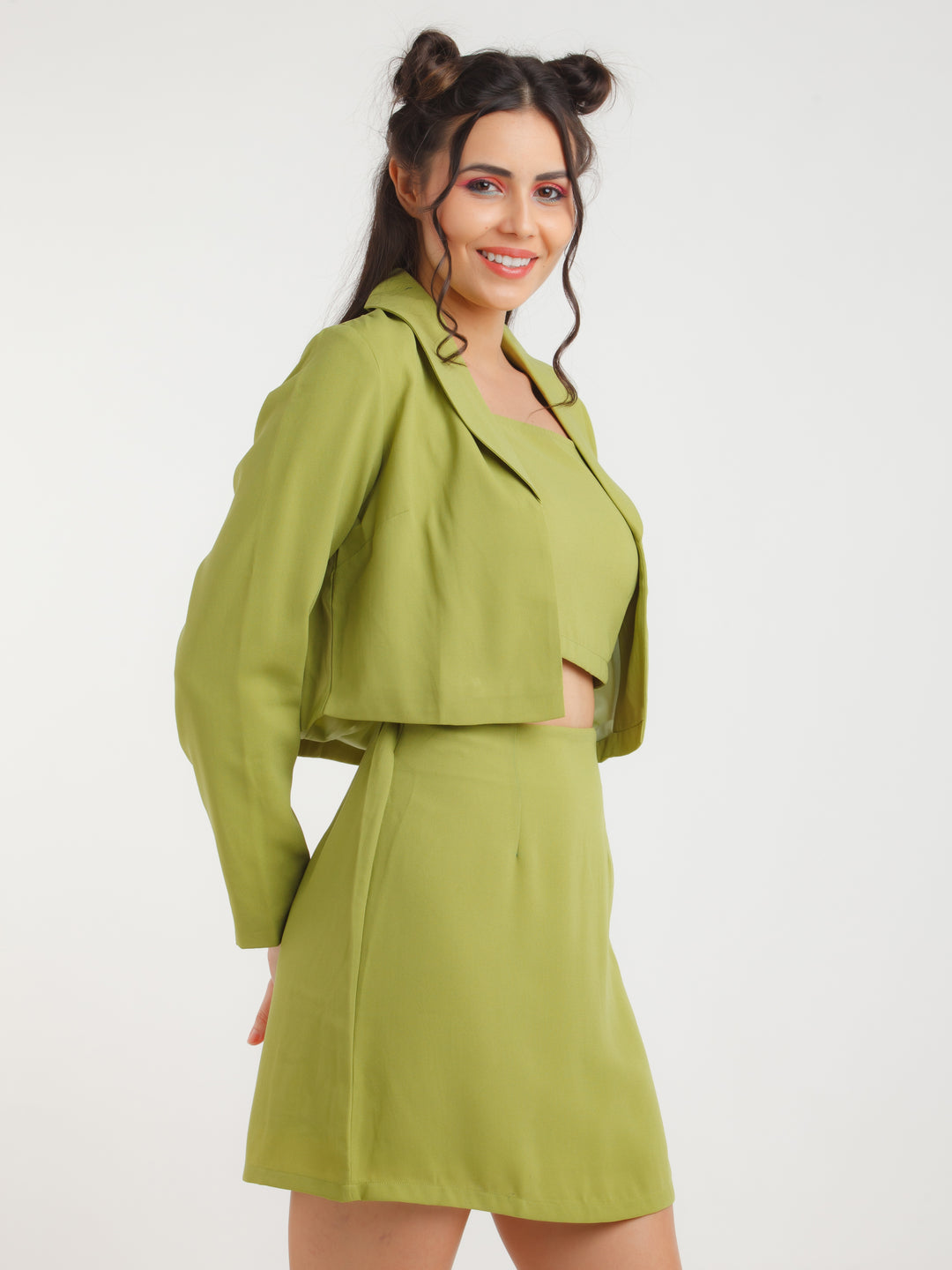 Green Solid Co-ord Set For Women